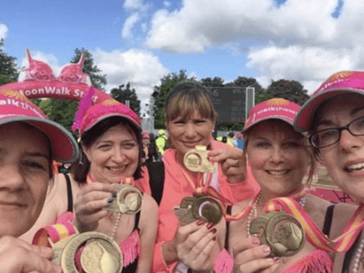 Lorraine celebrates being cancer-free for ten years, by taking part in her fourth MoonWalk